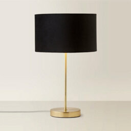 Valuelights Charles Gold Table Lamp With Metallic & Black Velvet Shade And Bulb - thumbnail 4