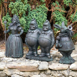 Alice In Wonderland Statues Set 3 Resin Garden Ornament Queen Of Hearts Rabbit Ro-148/149/150 - thumbnail 2