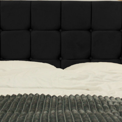 "Urban Textures Luxury 20"" High Velvet Fabric Upholstered Sloane Headboard - Black" - image 1