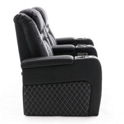 More4Homes Broadway 2 Seater Electric Recliner Cinema Sofa Usb Charging Led Base (Black W White Stitching) - thumbnail 3