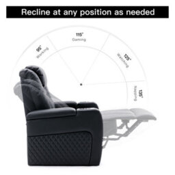More4Homes Broadway 2 Seater Electric Recliner Cinema Sofa Usb Charging Led Base (Black W White Stitching) - thumbnail 7