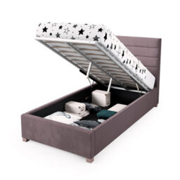 Rest Relax Lottie Solo Ottoman Bed Plush Velvet Blush Pink - Single 3Ft - thumbnail 6