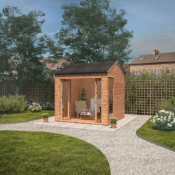 Waltons 8 X 8 Wooden Summerhouse Bifold Double Doors Reverse Apex Tongue And Groove Garden Room - thumbnail 3