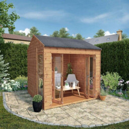 Waltons 8 X 8 Wooden Summerhouse Bifold Double Doors Reverse Apex Tongue And Groove Garden Room - thumbnail 2