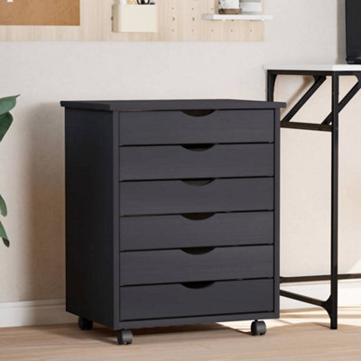 Walplus Rolling Cabinet With Drawers Moss Grey Solid Wood Pine - image 1
