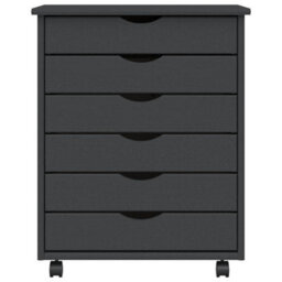 Walplus Rolling Cabinet With Drawers Moss Grey Solid Wood Pine - thumbnail 5