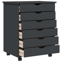 Walplus Rolling Cabinet With Drawers Moss Grey Solid Wood Pine - thumbnail 4