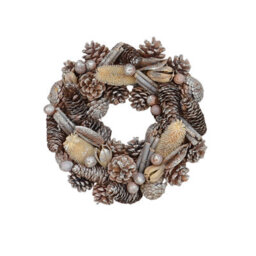 Christmas Wreath 30Cm - Glittered Natural Pine Cones