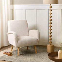 Wyld And Coco Wide Armchair In Light Beige Fabric, Water-Repellent, Rubberwood Legs - W73 X D53 X H82Cm - thumbnail 2