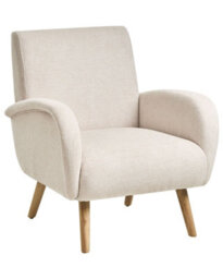 Wyld And Coco Wide Armchair In Light Beige Fabric, Water-Repellent, Rubberwood Legs - W73 X D53 X H82Cm - thumbnail 3