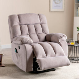Btm Electric Power Lift Recliner With Massage Heat Two Side Pockets Usb Ports Breathable Fabric Elderly - thumbnail 1