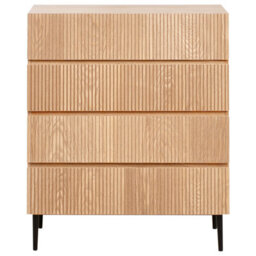 Wyld And Coco Luxecasa 4 Drawer Chest Natural Ash Ribbed Front Modern Storage W80 X D40 X H95Cm - thumbnail 1