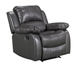 Grey Faux Leather  3 + 1 + 1 Seater Manual Recliner Sofa And Armchair Set For Living Room Valencia - thumbnail 3