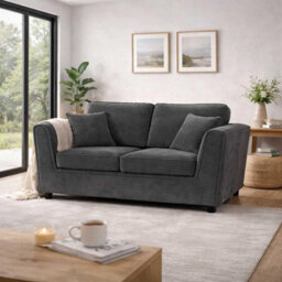 Furnishings For Less UK Ascot Large 2 Seater Sofa Chenille Fabric Charcoal Couch - thumbnail 1