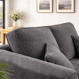 Furnishings For Less UK Ascot Large 2 Seater Sofa Chenille Fabric Charcoal Couch - thumbnail 3