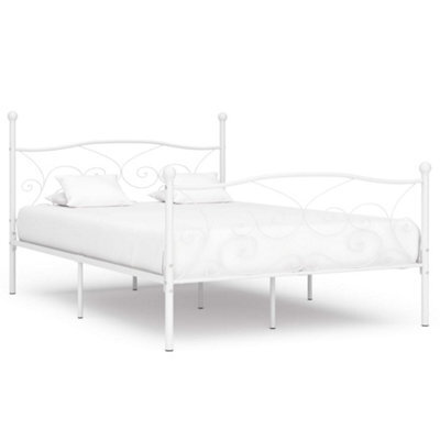 Berkfield Bed Frame With Slatted Base White Metal 160X200 Cm - image 1