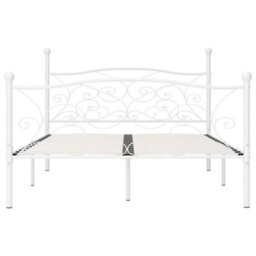 Berkfield Bed Frame With Slatted Base White Metal 160X200 Cm - thumbnail 3