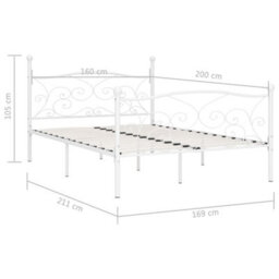 Berkfield Bed Frame With Slatted Base White Metal 160X200 Cm - thumbnail 5