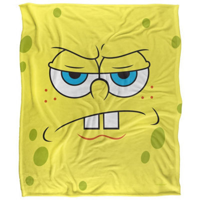 Spongebob Squarepants Silky Angry Face Supersoft Blanket Yellow (One Size) - image 1