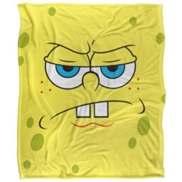 Spongebob Squarepants Silky Angry Face Supersoft Blanket Yellow (One Size) - thumbnail 1