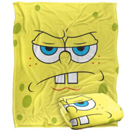 Spongebob Squarepants Silky Angry Face Supersoft Blanket Yellow (One Size) - thumbnail 2