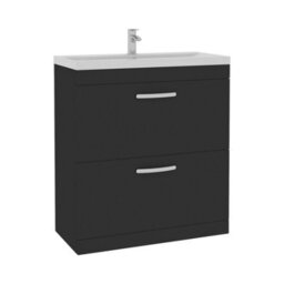 Royal Bathrooms Turin 800mm Matt Black Floor Standing Vanity Unit 2 Drawer With Mid-Edge Basin - thumbnail 6