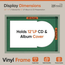 "AK Frames 25X17"" Green Classic Vinyl Record Frame With Emerald Mount For 12 Inch Lp Cover & Disc - Overlapped Design" - thumbnail 2