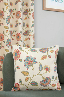 Sundour Shelley - Fully Lined Floral Curtains - Eyelet - Polycotton (Multi, Filled Cover - 18'' X 18'' (Single)) - image 1