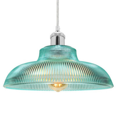 Long Life Lamps Company Retro Vintage Blue Glass Ceiling Pendant Light M0216 - image 1