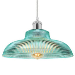Long Life Lamps Company Retro Vintage Blue Glass Ceiling Pendant Light M0216