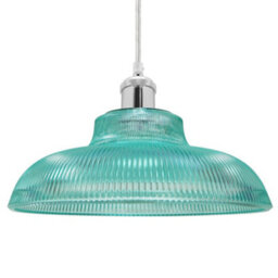 Long Life Lamps Company Retro Vintage Blue Glass Ceiling Pendant Light M0216 - thumbnail 3