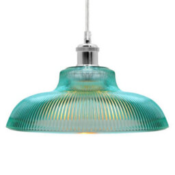 Long Life Lamps Company Retro Vintage Blue Glass Ceiling Pendant Light M0216 - thumbnail 4