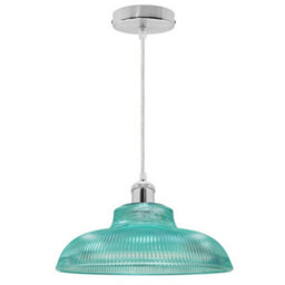 Long Life Lamps Company Retro Vintage Blue Glass Ceiling Pendant Light M0216 - thumbnail 5