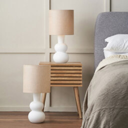 Pacific Lifestyle Set Of 2 Aaliyah White Curved Bottle Ceramic Table Lamp - thumbnail 1