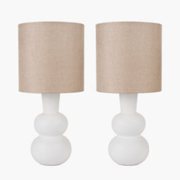 Pacific Lifestyle Set Of 2 Aaliyah White Curved Bottle Ceramic Table Lamp - thumbnail 3