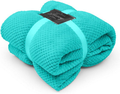 Gc Gaveno Cavailia Fluffy Pop Throw 130X150Cm Aqua Honeycomb Pattern Soft Thermal Blanket,sofa Bedspread - image 1