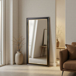 Yearn Georgian Full Length Black Gold Bevelled Mirror - thumbnail 1