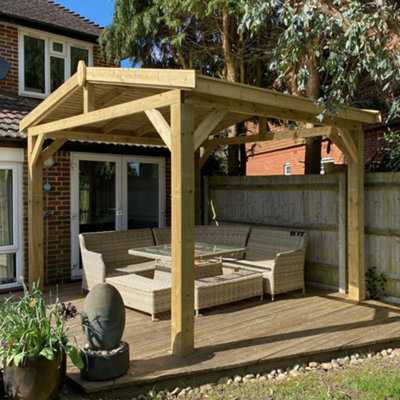 "NLC(DRIFFIELD)LIMITED Nlc Wooden Gazebo 3M X 3.6M (9'10"" X 11'10"") With Featheredge Roof And Tanalised Timber" - image 1