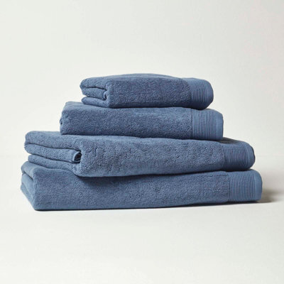 Homescapes Denim Blue 100% Combed Egyptian Cotton Set Of 2 Face Cloths 700 Gsm - image 1
