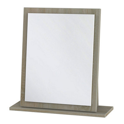 Oak Effect Rectangular Wall-Mounted Framed Mirror, (H)50.5Cm (W)48Cm - image 1