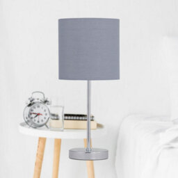 First Choice Lighting Chrome Touch Operated Table Lamp With Grey Cotton Shade - thumbnail 5
