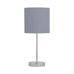 First Choice Lighting Chrome Touch Operated Table Lamp With Grey Cotton Shade - thumbnail 2