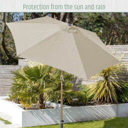 Gardenkraft 2.7M Outdoor Wooden Effect Parasol - Beige - thumbnail 8