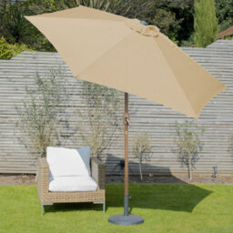 Gardenkraft 2.7M Outdoor Wooden Effect Parasol - Beige - thumbnail 2