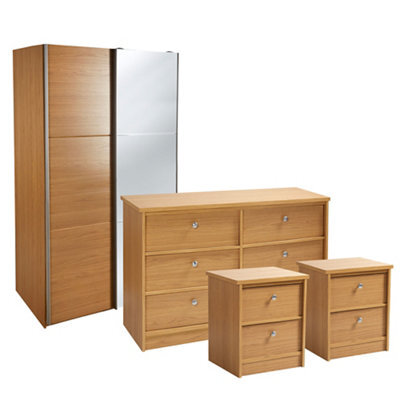 Cooke & Lewis Kendal Matt Oak Effect 4 Piece Bedroom Furniture Set