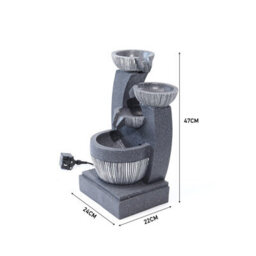 Living And Home Outdoor Electric Freestanding Garden Fountain Tiered Rockery Decor With Led Light - thumbnail 9