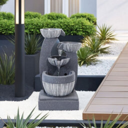 Living And Home Outdoor Electric Freestanding Garden Fountain Tiered Rockery Decor With Led Light - thumbnail 2