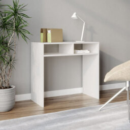 Urbn-Living Urbnliving 80Cm Width Wood Console Table Pc Laptop Computer Desk Office Hallway 2 Storage Shelves White Colour - thumbnail 4