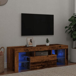 Berkfield Tv Cabinet With Led Lights Old Wood 120X36.5X40 Cm Engineered Wood - thumbnail 1