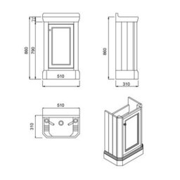 Plum&clay Fairmont White Traditional Cloakroom Bathroom Vanity Unit With Basin (H)86Cm (W)51Cm - thumbnail 7